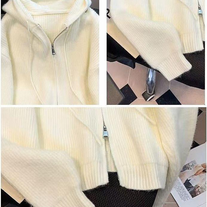 Women's Loose Knitted Hooded Cardigan Coat - Autumn/Winter 2025
