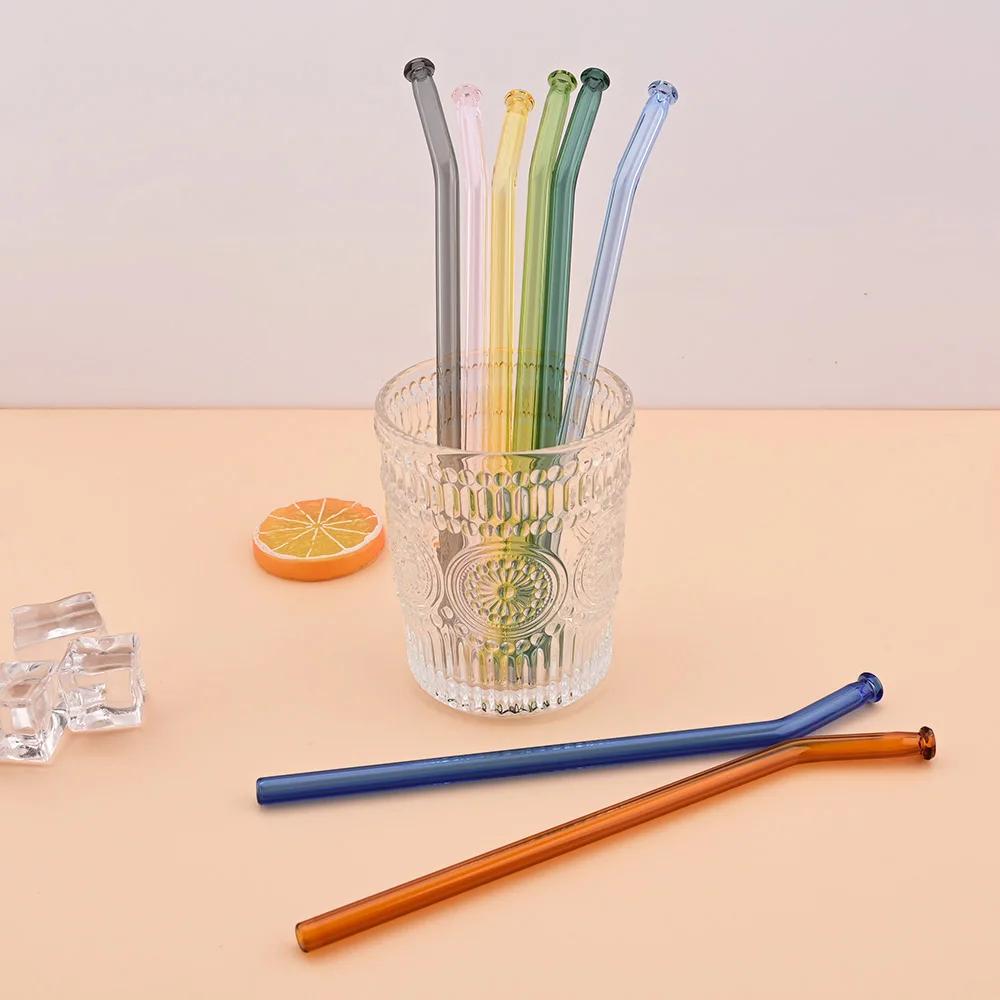 11Pcs Glass Straw Reusable Drinking Straw Borosilicate Glass Tube Straws for Drinks Cocktail with Cleaning Brush Bar Accessories