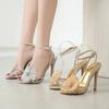 Temperament Rhinestone Embroidered Flower Slim Heel High Womens Sandals Sexy Peep Toe Ankle Strap Wedding Banquet Ladies Shoes