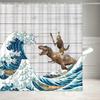 Tende da Doccia Divertenti con Dinosauri per Bambini Bianco Nero Cartone Animato Sagoma Animale da Bagno Tessuto Set Decorazione Bagno Bambino Con Ganci