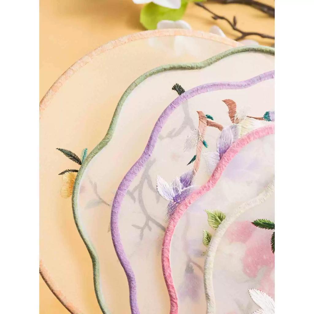 Double-Sided Embroidered Ancient-Style Semi-Transparent Fan for Women, Hanfu, Qipao, Traditional Court Lady, Children's Summer Dance Fan