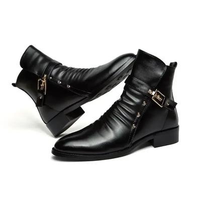 Herbst Winter Elegante Chelsea Boots Leder Herren Knöchelschuhe Schlupfschuh Dress Formeller Stiefel für Mann Spitze Ritter