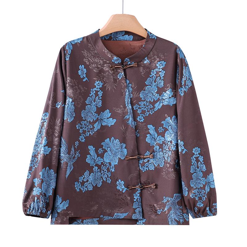 2025 Spring/Autumn High-End Light Luxury Women's Chinese Jacquard Tang Suit Long-Sleeve Shirt