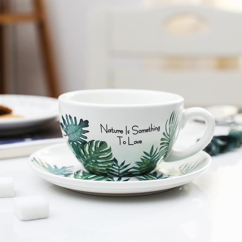 Nordic Ceramic Coffee Cup and Saucer Sets, Cappuccino Latte, Tazas Afternoon Tea Party, Home Drinkware, Gifts Decoration