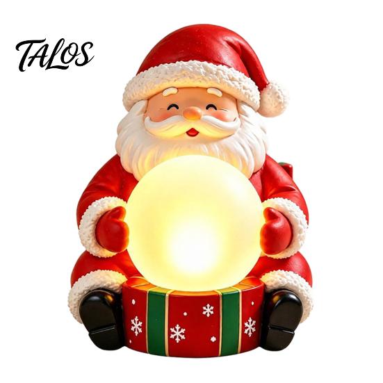 Small Santa Statue for Display Light Up Claus Figurine, Christmas Holding Glowing Crystal Ball, Warm USB Powered Lamp Night Light, Tabletop