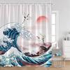Japanese Style Shower Curtains Fuji Mount Great Waves Bamboo Red Sun Bathroom Curtain Japan Fabric Home Decorations For Bathtub