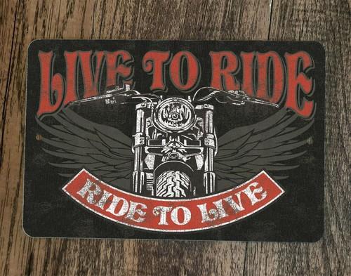 Live To Ride Motorcycles Metal Wall Sign Garage Poster
