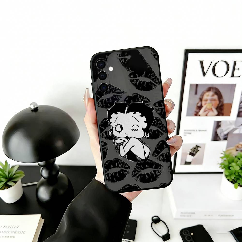 Be-Tty Boo-P Phone Case Black Silicone Soft For Samsung Galaxy A73,A72,A71,A70,A53,A52,A51