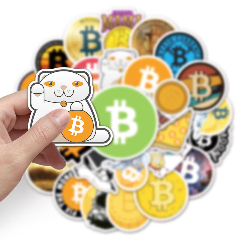 50 New Waterproof Bitcoin Graffiti Stickers for Luggage, Skateboards, & Water Bottles