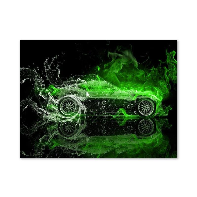 

Спортивный автомобиль, Пламя, Картина на холсте, абстрактные постеры и принты, настенные панно для гостиной, украшения дома, подарки 70x100cm No Framed