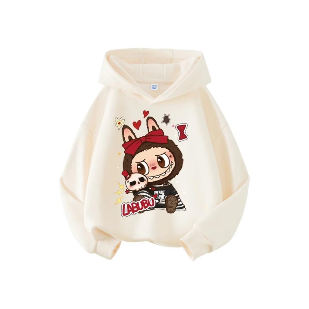 Autumn and winter children's hoodies and LABUBU pattern printed casual fashion tops