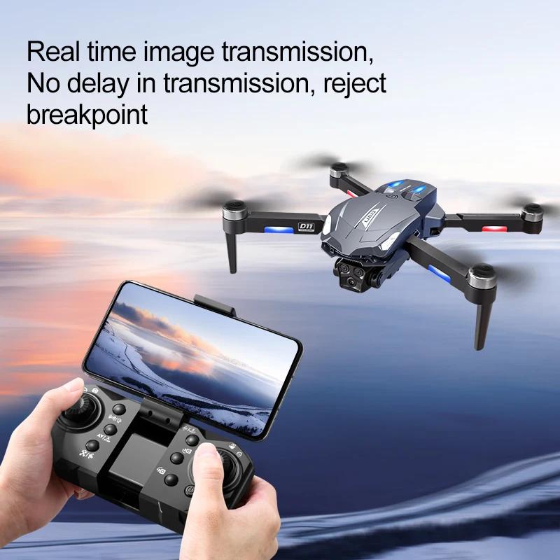 D11 Drone with 4K Dual Cameras 360° Rolling Optical Flow Obstacle Avoidance GPS Brushless Motor Folding Rc FPV Drones