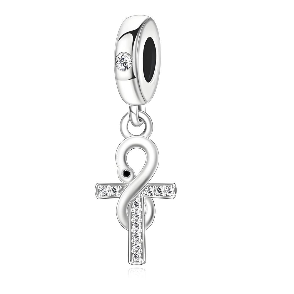 Vintage Copper Sparkling Cross Pendant Goddess Of Life Charm Fit Original Bracelet Diy Retro Jewelry Accessory