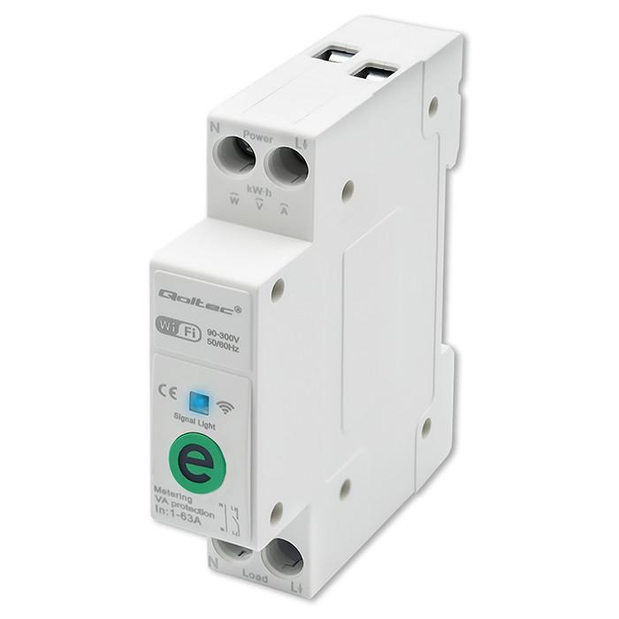 Qoltec Przekaźnik 63A Na Szynę Din Z Licznikiem Energii Elektrycznej | Ewelink Od Sonoff | Wi-Fi | Dioda Led