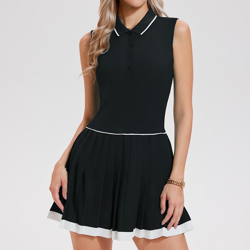 Womens Sleeveless Polo Tennis Dress With Collar Breathable Sport Golf Fitness Running Outfit