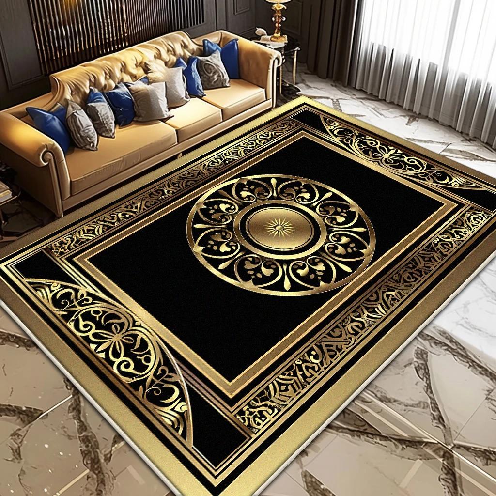 Black Golden Luxury Living Room Carpet Home Decoration High-grade Plush Bedroom Rug Office Coffee Tables Non-slip Soft Mat Floor