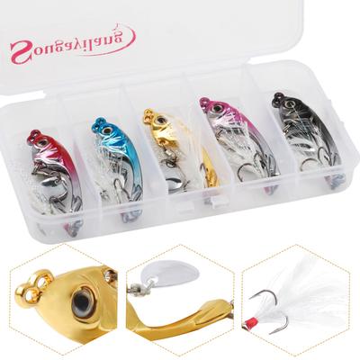 Metal Mini VIB With Spoon Fishing Lure 5PCS Winter Ice Lures Fishing Tackle Crankbait Vibration Spinner