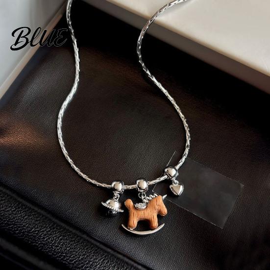 Pendant Necklace Alloy Horse Lightweight Hypoallergenic Men Women Sweater Fashion