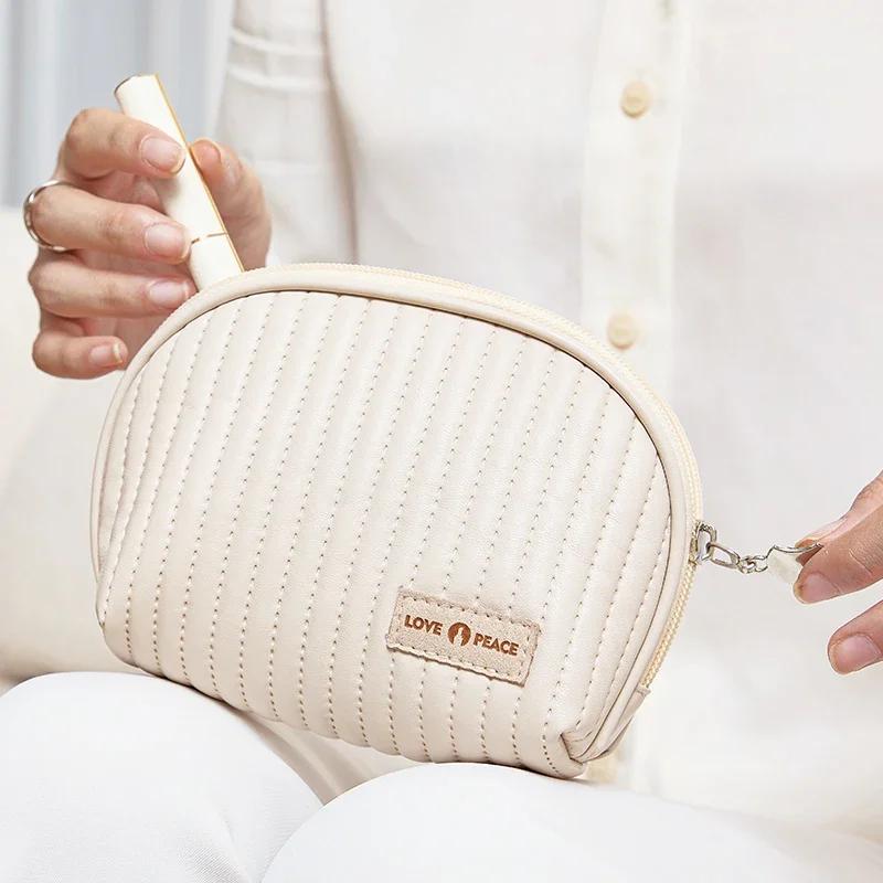 Portable Girl Small Beauty Pouch Women Makeup Bag Leather Cosmetic Bag Necessary Storage Waterproof Travel Lipstick Organizer
