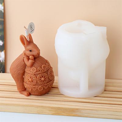 Easter Egg Cute Bunny Candle Silicone Mold DIY Rabbit Candle Making Mould  Decor Animal Painting Plaster Gift Desktop Ornament