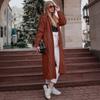 Autumn and Winter New Solid Color Hooded Long Cardigan Sweater Women's Twist Knitted Sweater