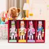 4 Pieces Easter Bunny Nutcracker 10cm Cute Little Rabbit Pendant Decorative Wooden Easter Rabbit Tabletop Ornaments