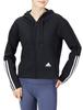 Adidas Essentials Hoodie AS773 XOT Loose-Cut 3-Stripes Full-Zip Women's Black/White (GS1380)