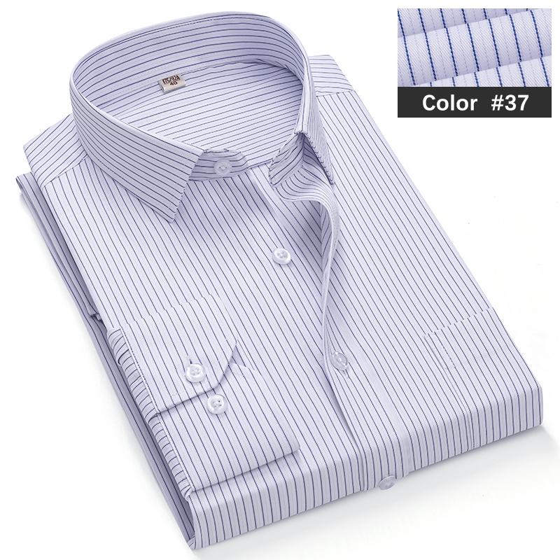 Classic Blue Striped Business Casual Shirt Men's Autumn Slim Lapel Long Sleeve Office Banquet Wedding Formal Social Shirt