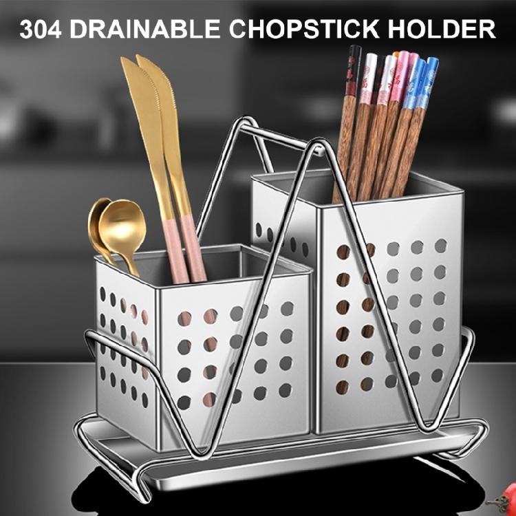 Stainless Steel Chopstick Holder Set Metal Cutlery Drainage Rack Kitchen Utensils Organizer for Cuisine Enthusiasts