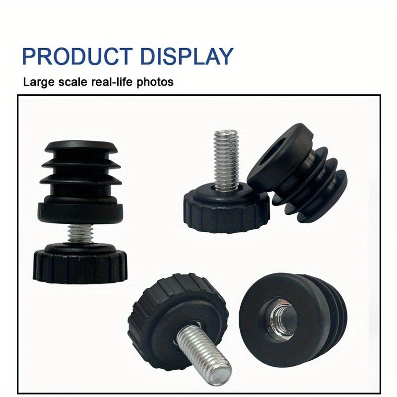 Circular 25mm Pipe End Plastic Insert With Screw & Nuts Furniture Leveling Feet For Cabinet Plastic Head Screw