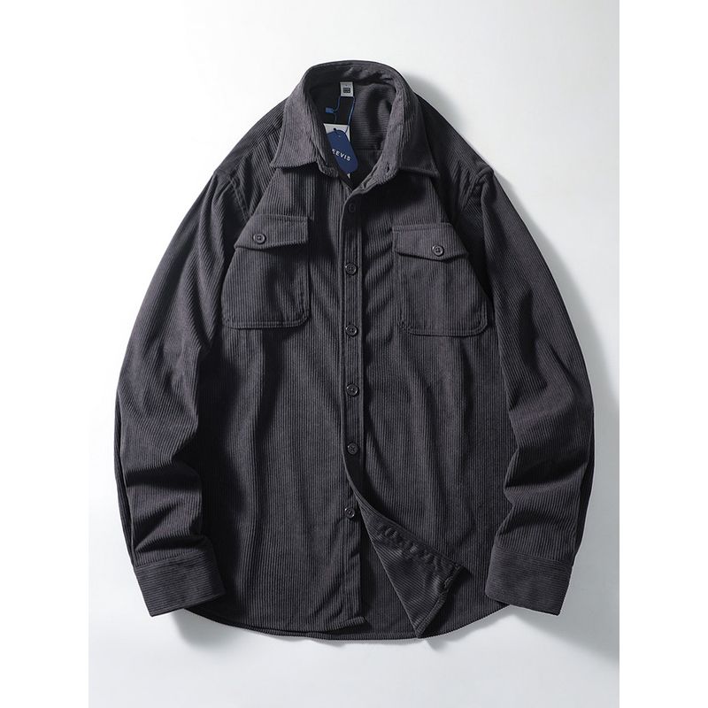 American Retro Corduroy Shirt Men's Fall/Winter Silm Long Sleeves Overalls Export Cattle Goods Casual Shirt