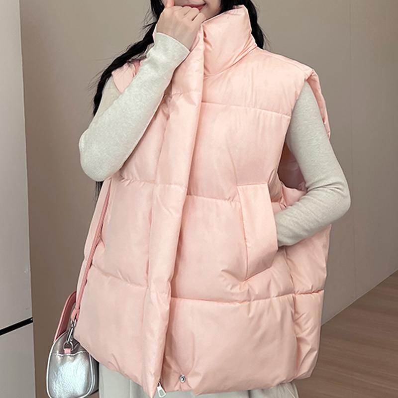 Fashion Winter Warm Sleeveless Vest Woman Outerwears Stand Collar Casual Thick Women's Jackets