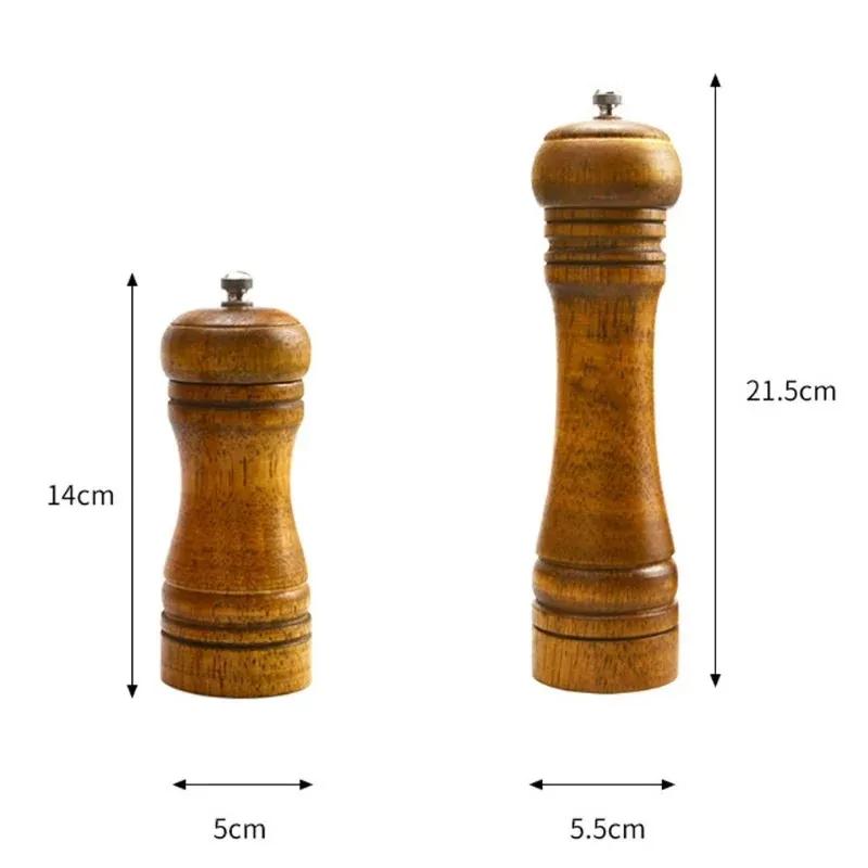 Salt Pepper Mills Solid Wood Pepper Kitchen Tools Cooking Salt Pepper Grinder Hand Movement Oak Wood Pepper Mill Gadgets