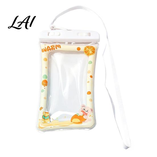Waterproof Phone Holder with Lanyard Cute Pouch Floating Airbag And Lanyard Clear PVC Cellphone Dry Bag for Swimming Beach Rafting Protection