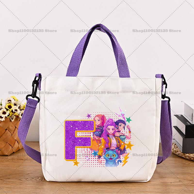 26letters Korean Pop Demon Hunters Women Canvas Shoulder Pouch Girls Tote Pouch Handbag Trendy Crossbody Pouch Latest Pink Presents 2026