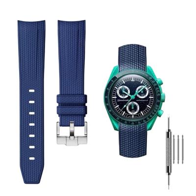 SigneMetu 20mm remienok na hodinky pre Omega a gumový a potu odolný silikónový, obsahuje nástroj na nastavenie a pružinové tyčky X, Swatch, Speedmaster, MoonSwatch,