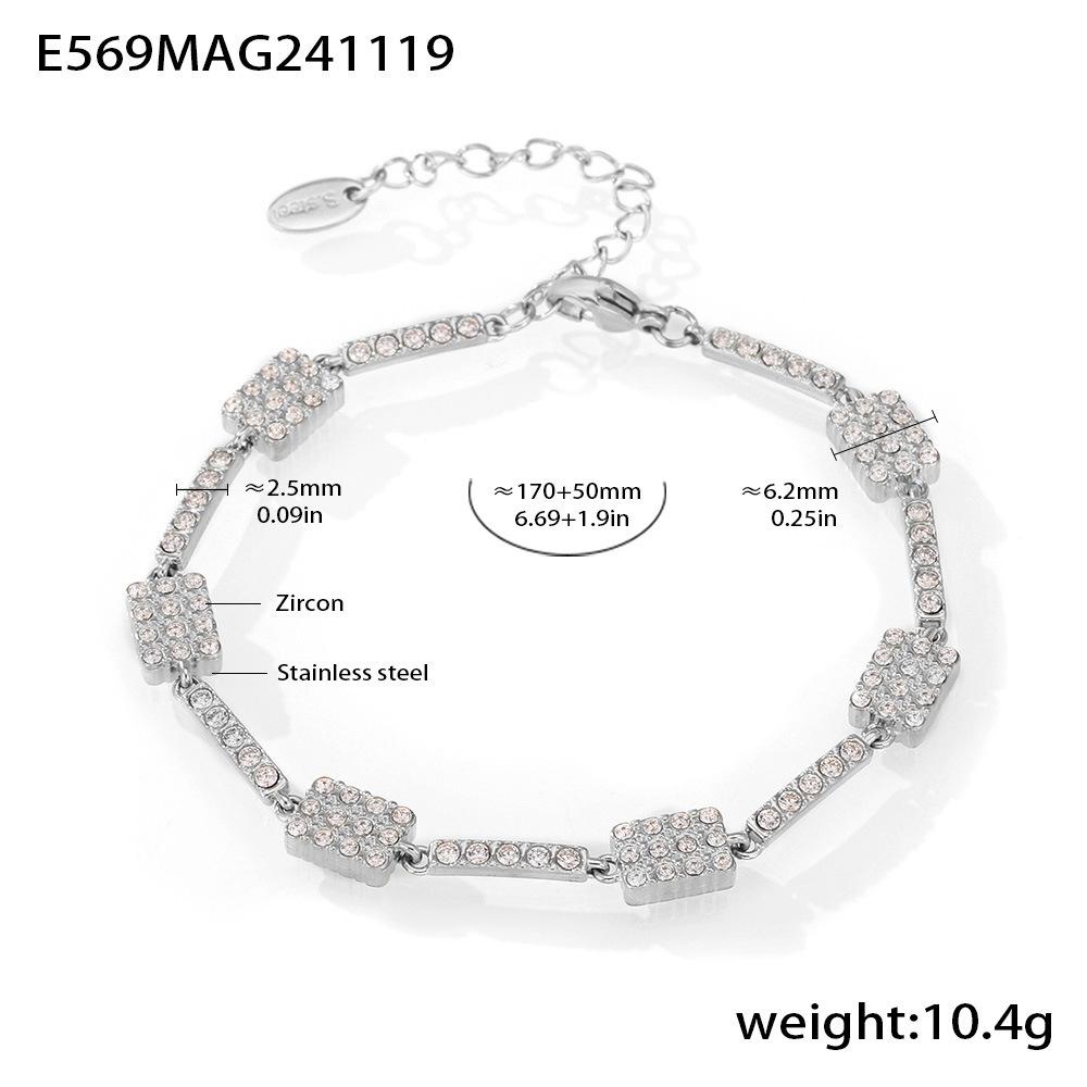 Qiong Yao European Zirconia Inlaid 18K Gold-Plated Stainless Steel Bracelet for Women