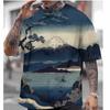 Men's T-shirt short-sleeved tops Japanese style Ukiyo-e clothing