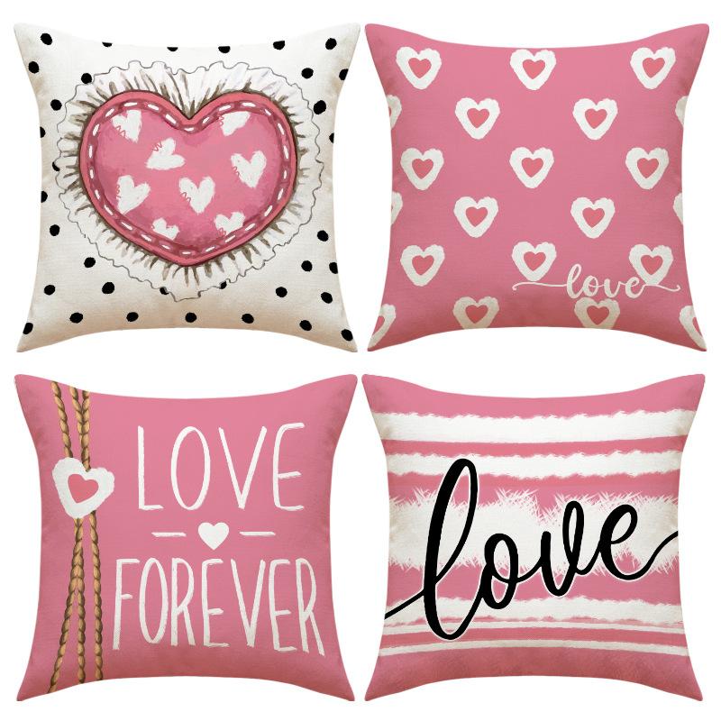 1pcs 45cm Romantic Valentine’s Day Pillow Covers Love Heart Print Throw Cushion Case for Sofa Couch Home Decor