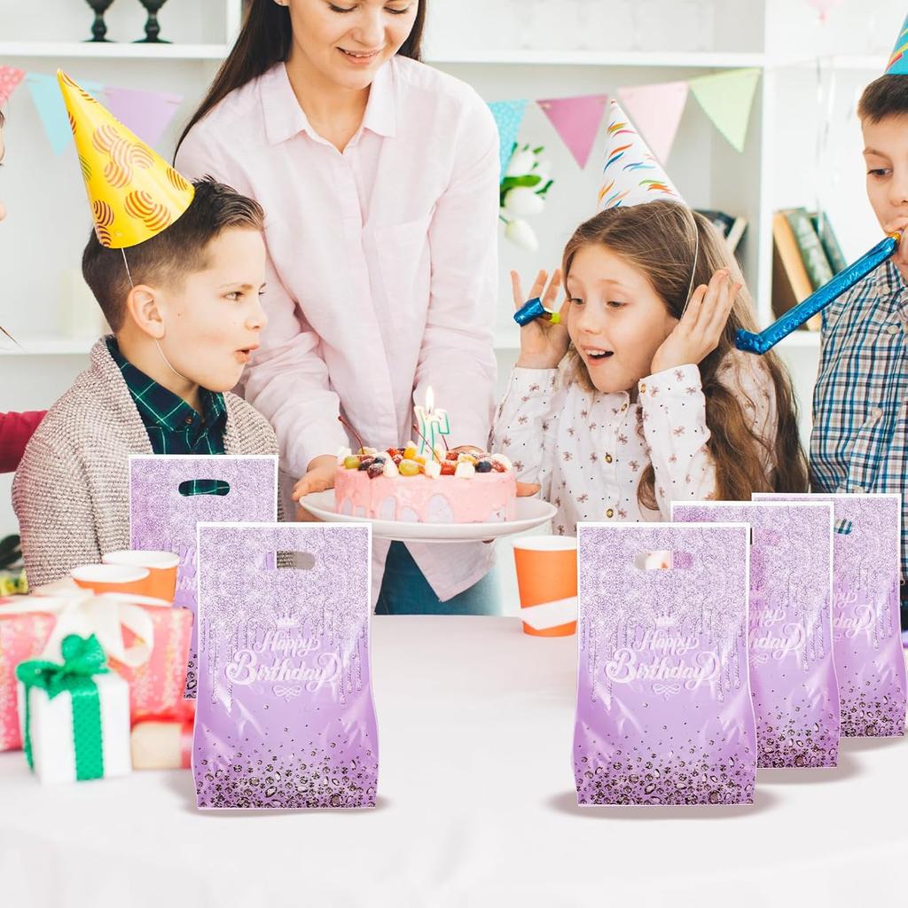 Jeffdad 30Pcs Glitter Diamonds Birthday Party Favor Bags, Cute Birthday Party Candy Bags Cookie Bags for Girls Women Birthday Party Decorations
