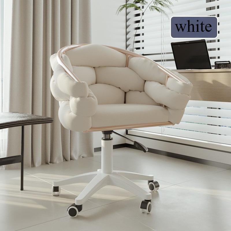 Удобное домашнее кресло для макияжа для спальни девочки, Компьютерное кресло, Удобное подъемно-поворотное кресло для длительного сидения, Комнатное кресло со спинкой белый