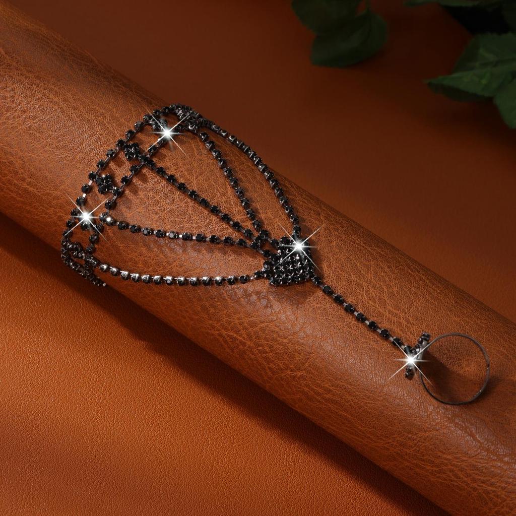2026 Luxurious Diamond Geometric Tassel Hand Chain & Ring Set for Women
