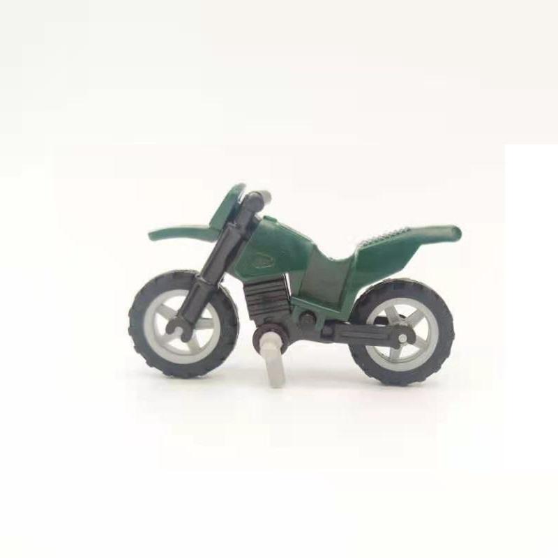 Green Dirt Bike Motorcycle Mini Action Figures Military Attachments Transport Equipment Constructing Blocks Brick Learning-Focused Toys