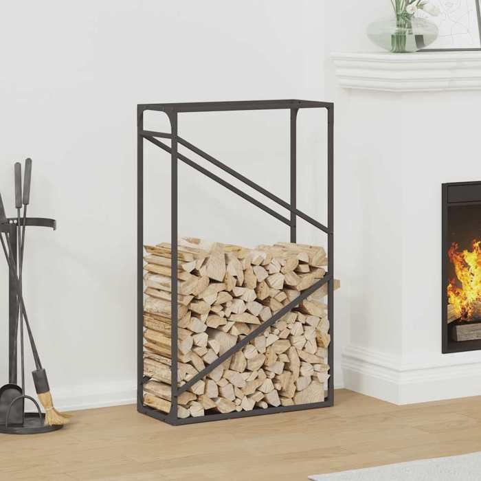 VidaXL Portant de bois chauffage noir 60x25x100 cm, support à bûches de cheminée, support à bûches, support à bûches, 864327