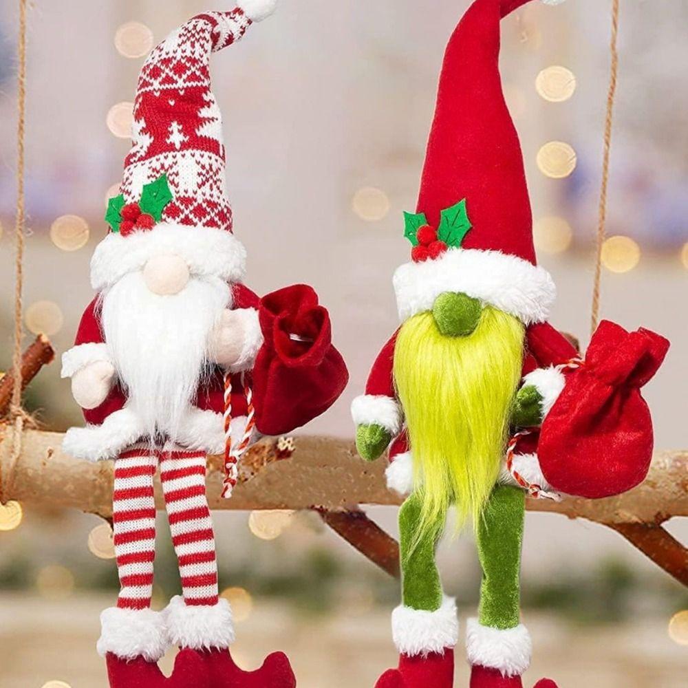 With Full Beard Sitting Long-legged Gnomes Old Man Ornament Plush Dwarf Doll Toys  Festival