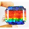 CERTIFIED 141 Ct Natural Ammolite Pendant 925 Solid Silver Emerald Cut Gemstone