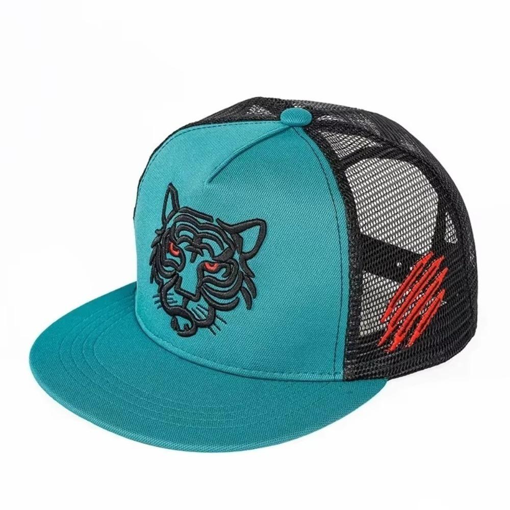 Fashion Adjustable Baseball Cap Tiger Embroidery Breathable Trucker Caps Mesh Snapback Hats Unisex