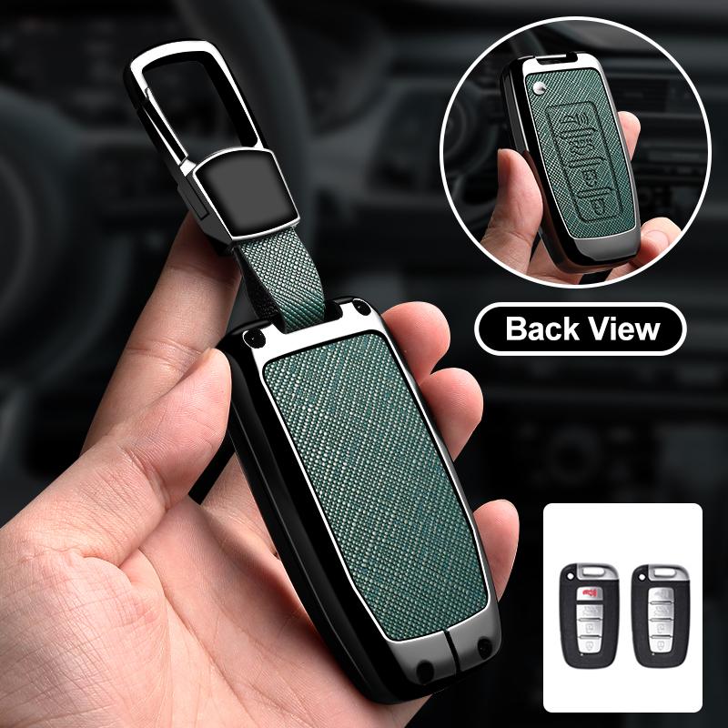 3/4 Button Zinc Alloy Leather Car Key Case For Hyundai Coupe Sonata Ix35 For Kia Forte Sportage K2 K5 Key Holder Car Key Case