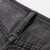 Xiangying Women's Retro Grey Denim A-Line Midi Skirt