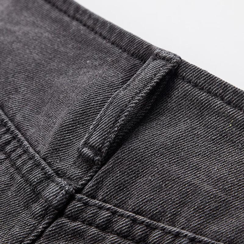 Xiangying Women's Retro Grey Denim A-Line Midi Skirt